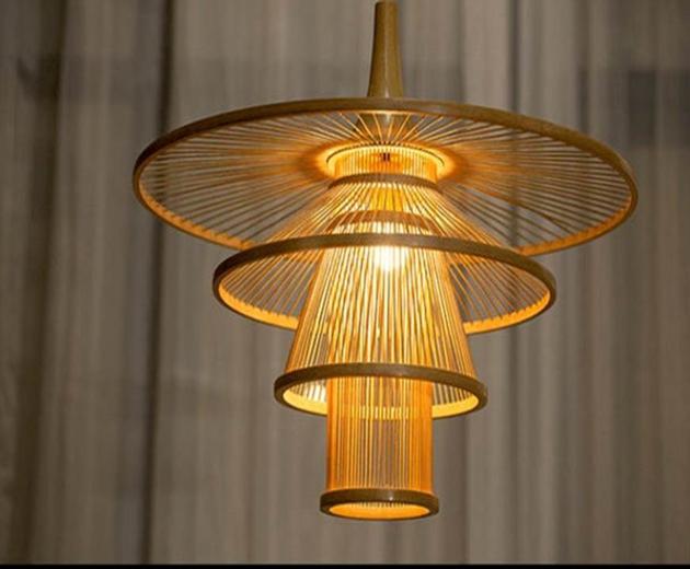 Bamboo Lampshade Wicker Lamp Cover Pendant Indoor Chandelier