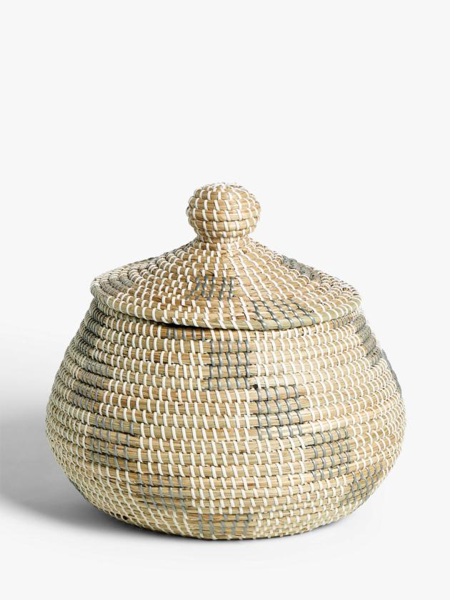 Wholesale Woven Natural Seagrass Straw Pot Bamboo Basket Kitchen Food Fruit Storage For Ordinary Use