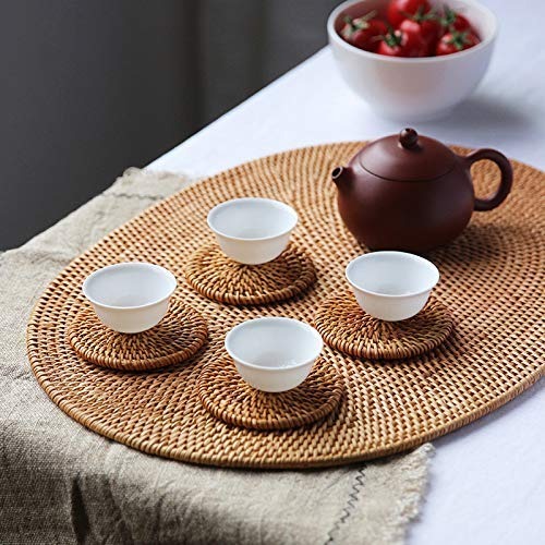 Ellipse Traditional Straw Rattan Place Mats