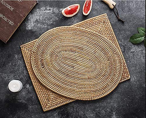 Ellipse Traditional Straw Rattan Place Mats