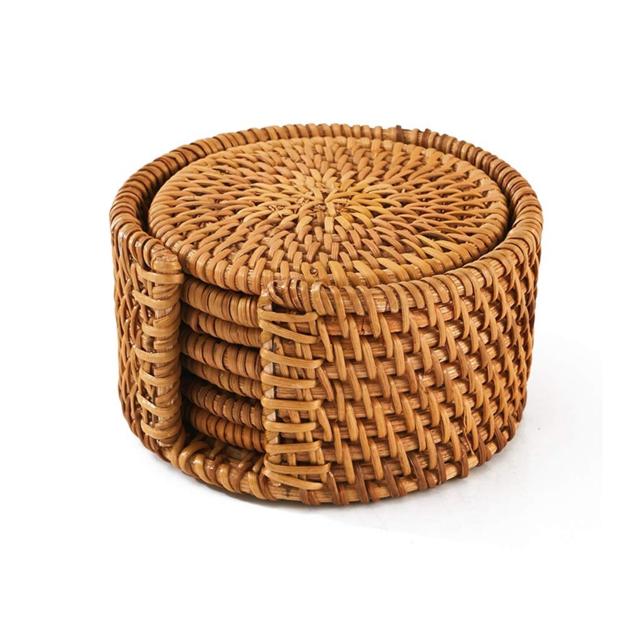 Vintage Natural Rattan Set Placemats And