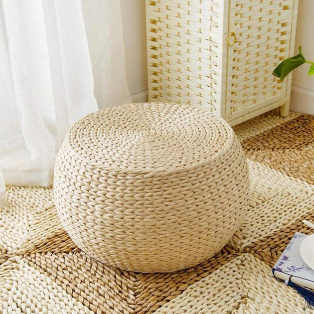 Eco-Friendly Water Hyacinth Floor Cushion Outdoor Furniture Patio Conversation And For Home Decor 