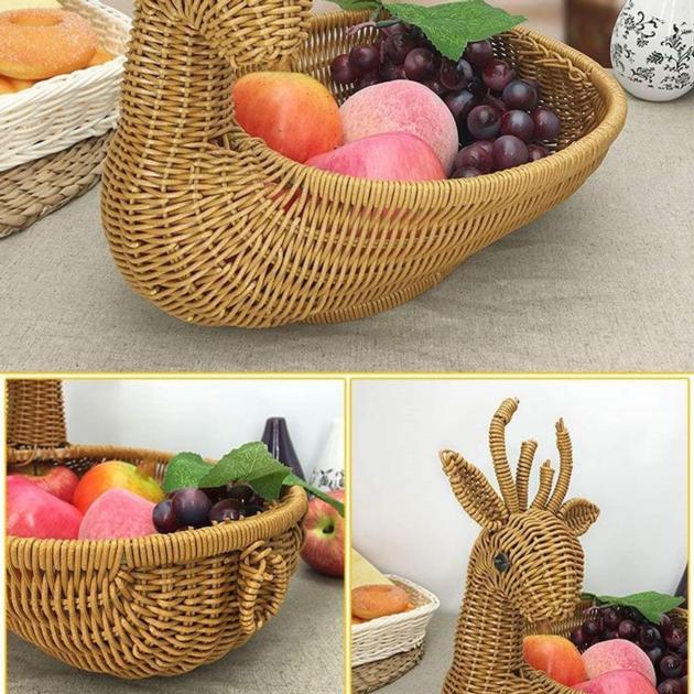 Reindeer Vietnam Enormous Handicraft Woven Rattan Bamboo Basket For Food And Fruits Storage 
