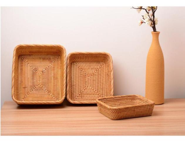 Bamboo Rattan Holder Tray Woven Water Mat Cupmat Tea Serving Modern Style Desktop Simple Design 