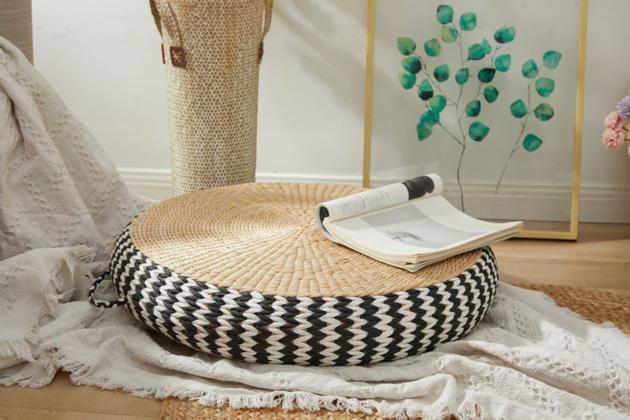 Hot Selling Water Hyacinth Handmade Flat Floor Cushion Outdoor Furniture Patio Conversation 