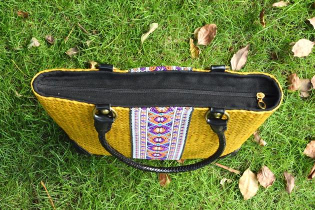 Eco Friendly Yellow Seagrass Straw Crossbody