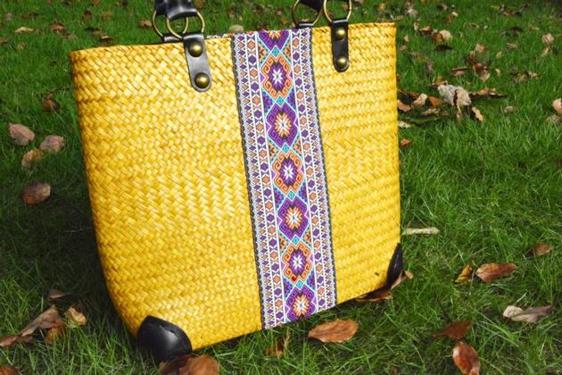 Eco Friendly Yellow Seagrass Straw Crossbody