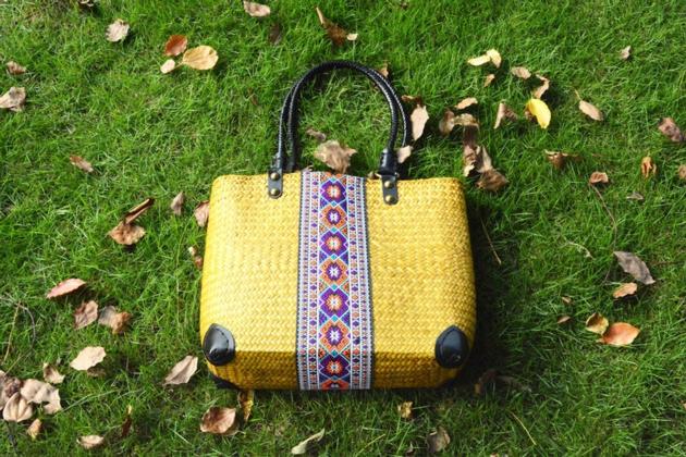 Eco Friendly Yellow Seagrass Straw Crossbody