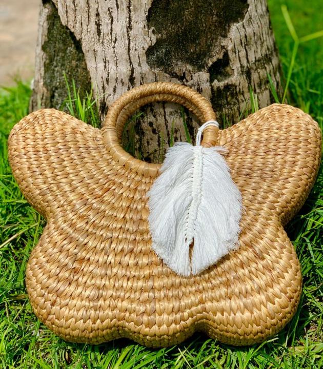 Unique Butterfly Tassel Water Hyacinth Straw