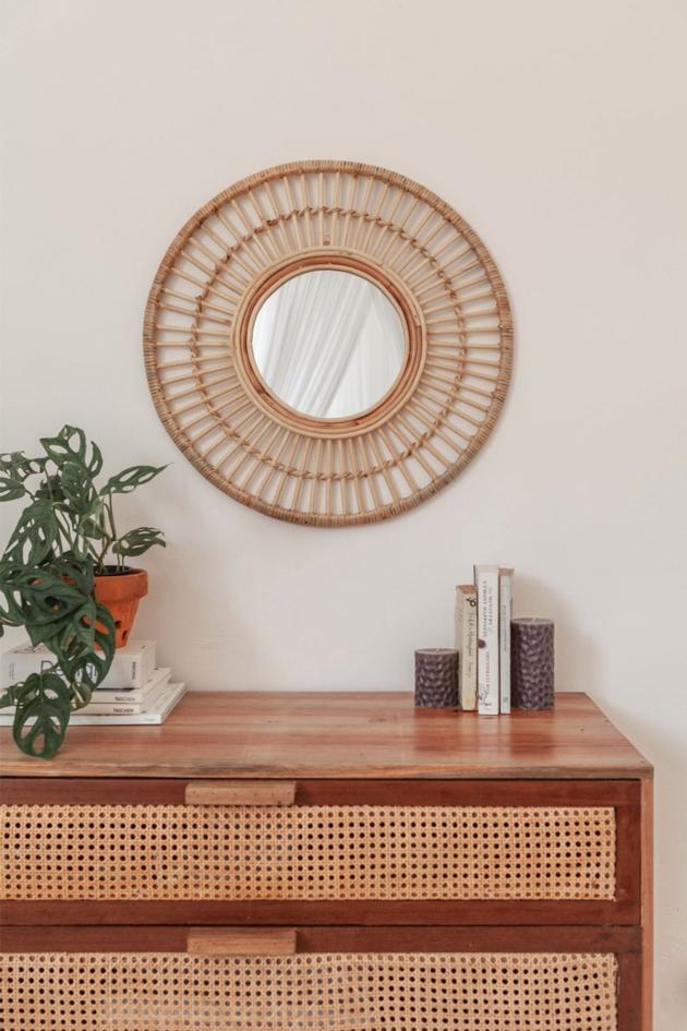 New Collection Retro Rattan Mirror Bamboo