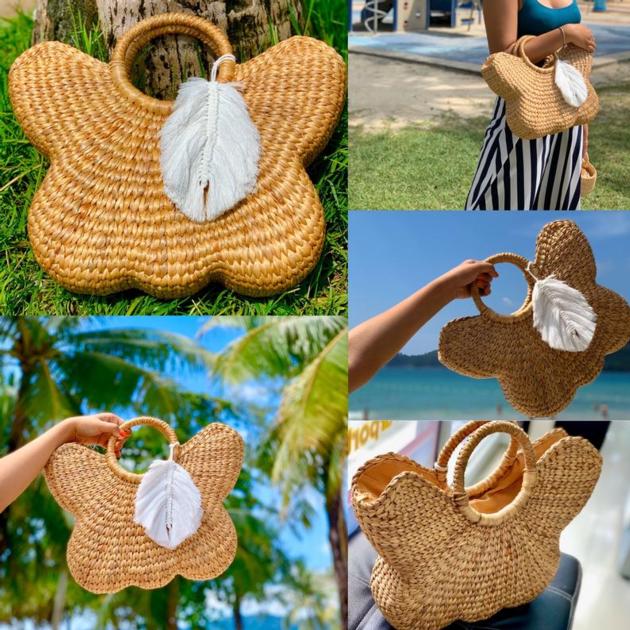 Unique Butterfly Tassel Water Hyacinth Straw