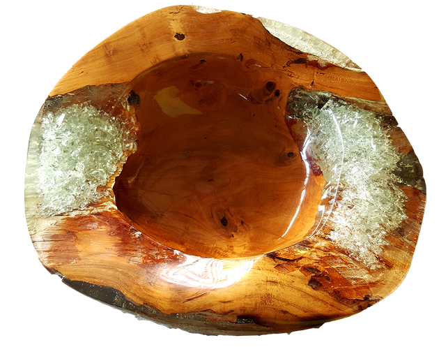 Glass Teak Bowl