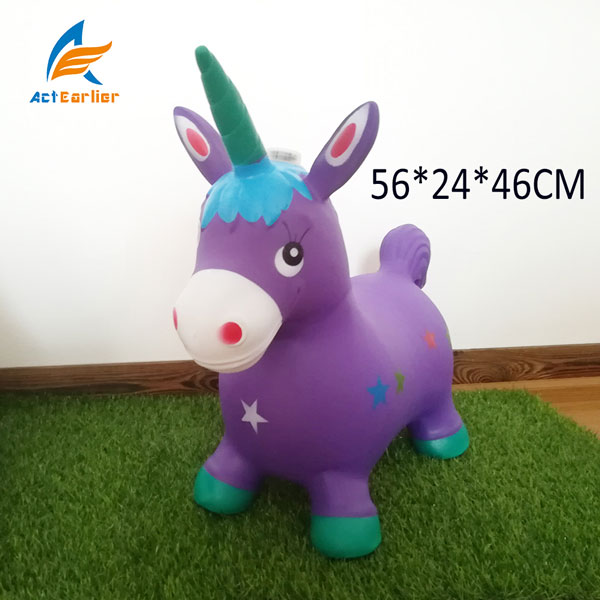 Purple Unicorn Hopper, Horse Hopper, Bouncy Inflatable Animal Ride-on Toy for Children, Boys and Gir