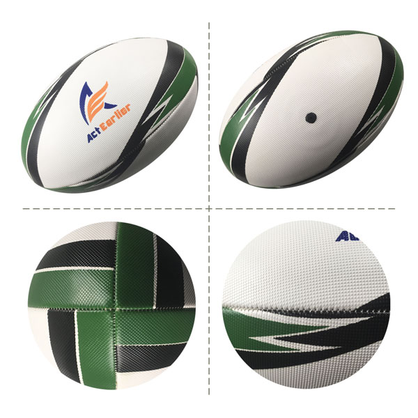 Training Rugby Ball Official Size Weight Rubber Grain Surface Machine Sewn Custom Rugby Ball