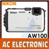 Nikon Coolpix AW100 Waterproof Digital Camera (White)