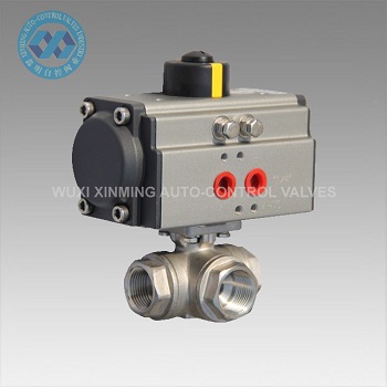 3 way Ball valve with Pneumatic Actuator