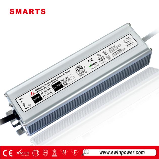ETL slim type 230v 12vdc outdoor power supply 60w waterproof LED driver