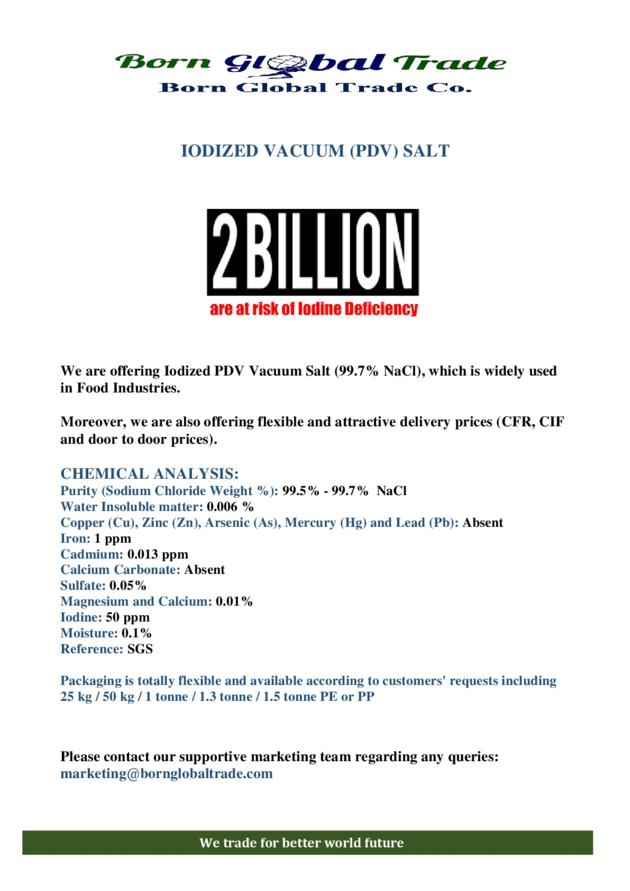 Iodized PDV  Vacuum Salt