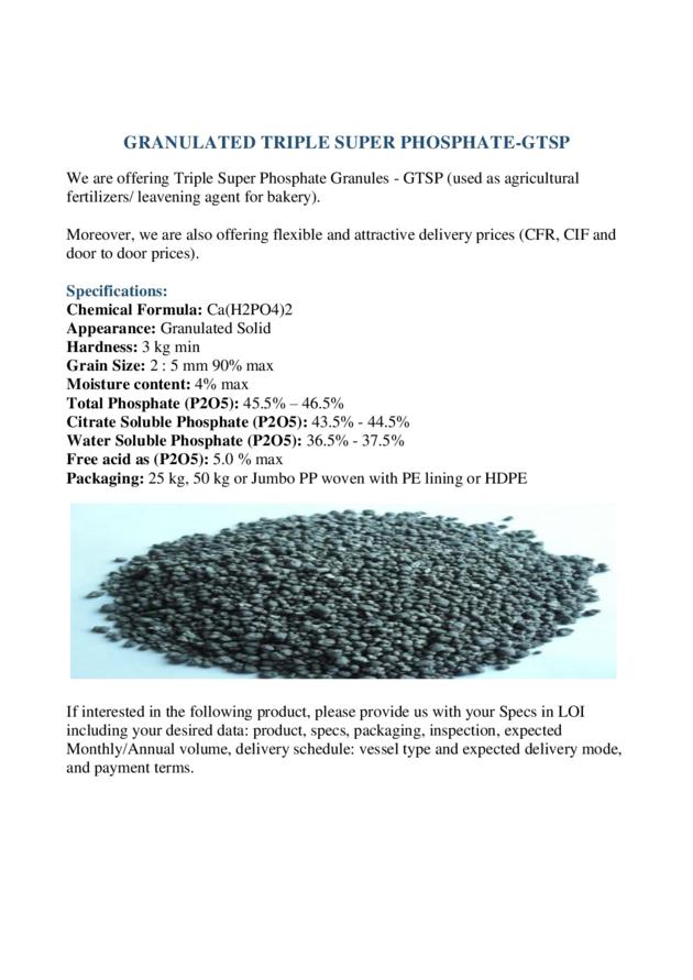 GTSP TSP TRIPLE SUPER PHOSPHATE GRANULES