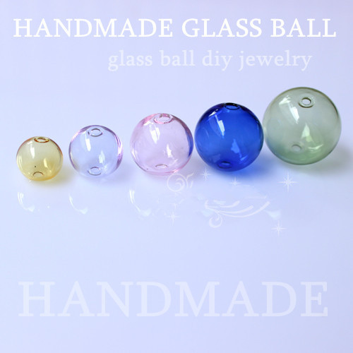 Handblown Colorful Clear Hollow Jewelry Round Glass Beads Spheres Two Holes Diameter 10-20mm 