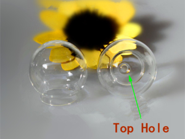 Handblown Transparent Clear Hollow Jewelry Round Glass Beads Spheres Single Hole Flat Head 