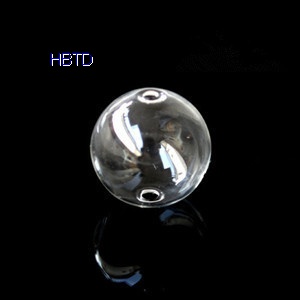 Handblown Transparent Clear Hollow Jewelry Round Glass Beads Spheres Two Holes 
