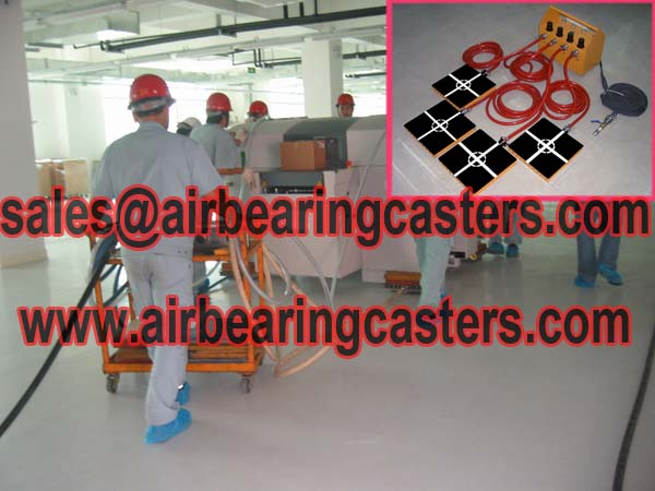 Air bearing caster moving heavy duty equipment easily