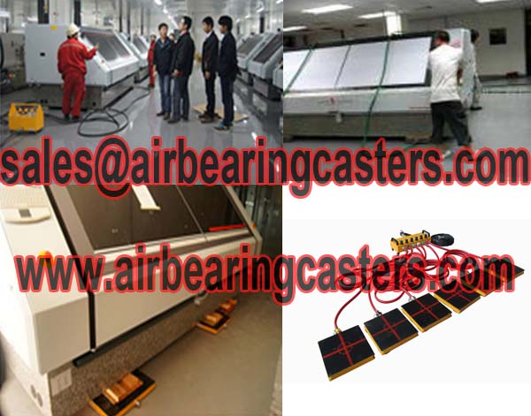 Air casters moving heavy duty equipment easily and safety