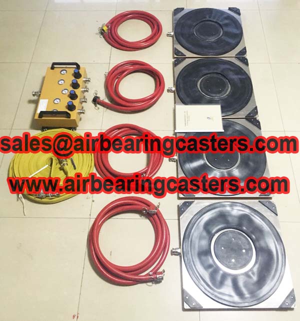 Air bearing casters moving heavy duty loads manually maneuvered