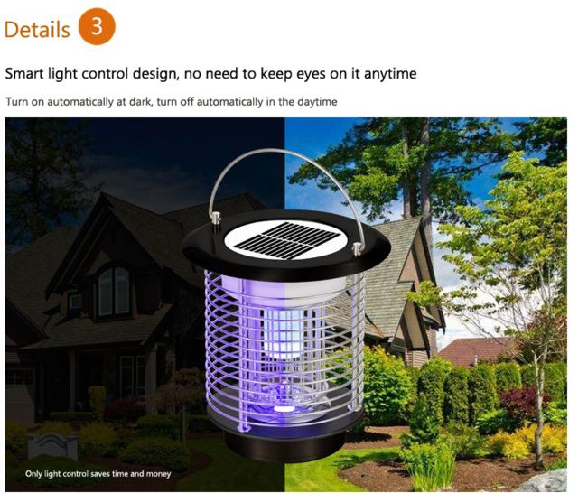 Outdoor Smart Solar Powered UV Light