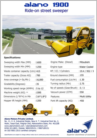 Alano 1900: Ride On Street Sweeper