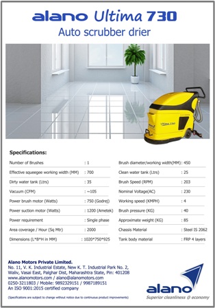 Alano Ultima730: Auto Scrubber Drier