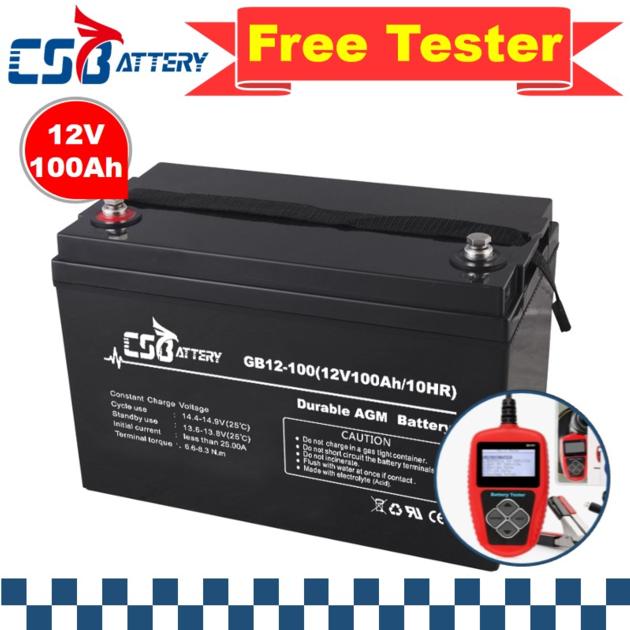 Csbattery 12V100ah Solar Storage AGM Battery for Solar/Telecom/UPS /Power-Tools/Buggies/Charger