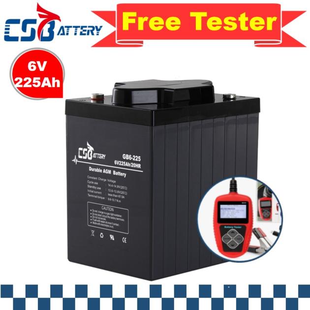 Csbattery 6V225ah Block AGM Battery for Lighting /Solar/Golf-Car/Telecom/Inverter/Buggies