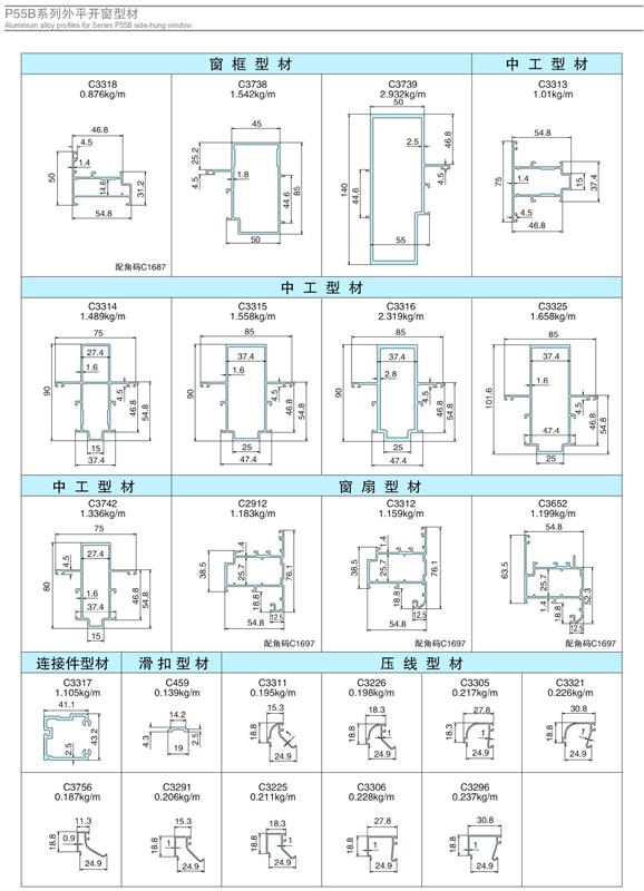 Xingfa Side Hung Windows Series P55B