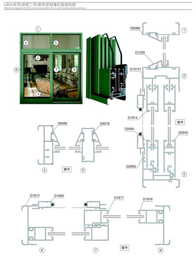 Xingfa Sliding Aluminium Window Series L80A