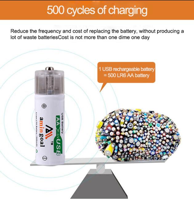 10000 circle rechargeable USB 1.5V LTO battery