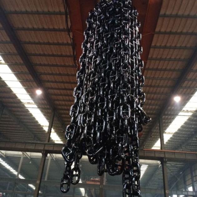 Marine flash butt welded black bitumen stud link anchor chain 