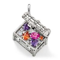 Thomas sabo Treasure chest medallion,adorned with white, amethyst and orange syn. zirconia and a pin