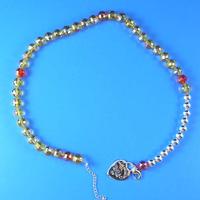Tiffany crystal bead round tag necklace