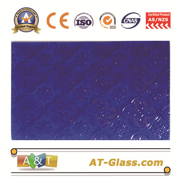 4mm  Blue Flora Patterned Glass for window furniture door