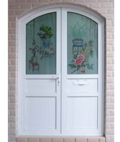 PVC Double Panel Casement Door with Arc