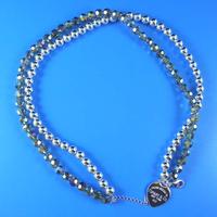 Tiffany crystal bead round tag necklace