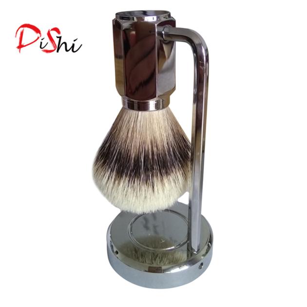Wholesale silvertip badger hair shaving brush with stainless steel handle and stand