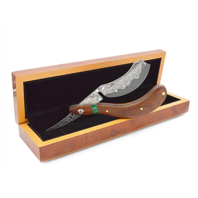 Damascus Steel Razor Folding Knife High