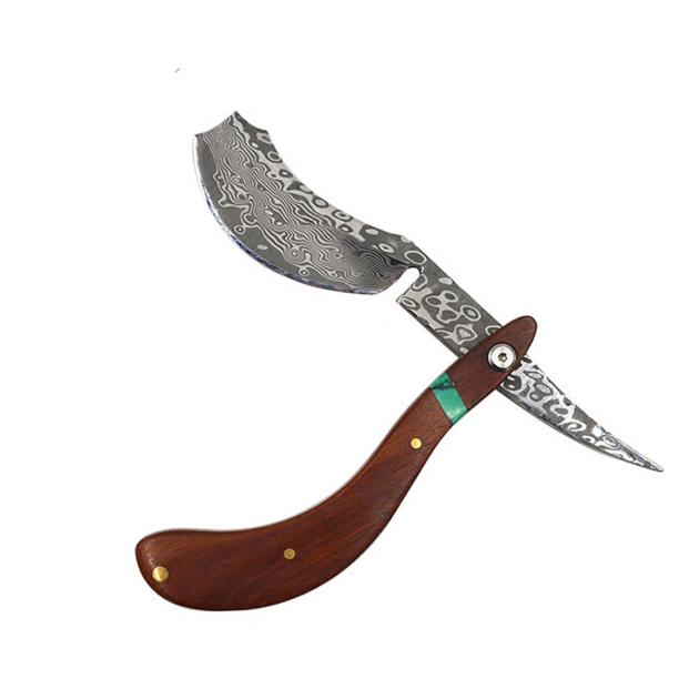 Damascus Steel Razor Folding Knife High