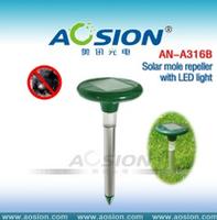 Solar mole repeller with LED