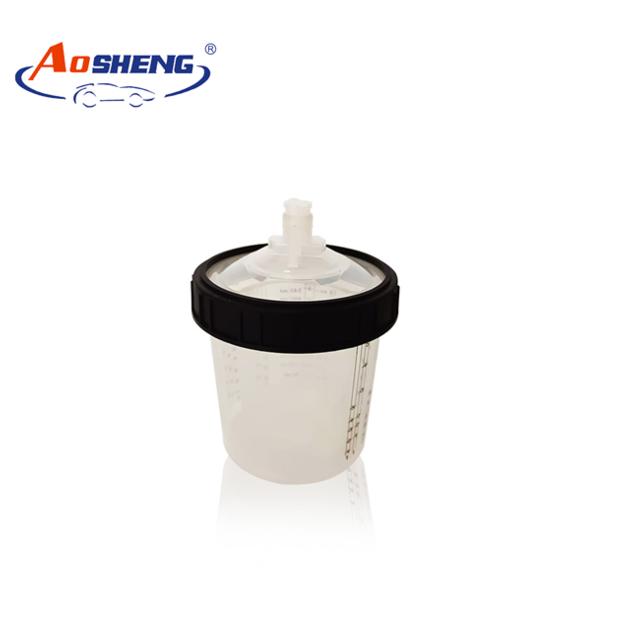 Disposable plastic paint mixing cup