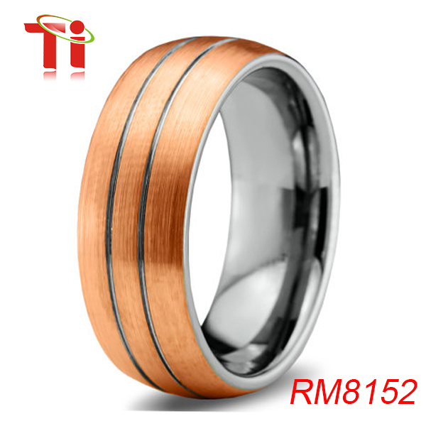 Rose Gold plating black tungsten rings,gold engagement tungsten rings,gold wedding tungsten ring