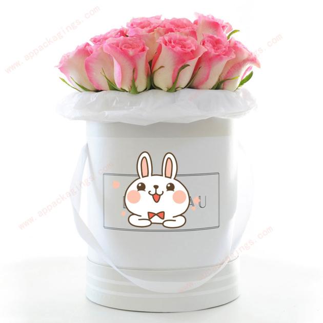 Wholesale luxury black cylindrical cardboard round flower gift box with lid